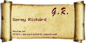 Gerey Richárd névjegykártya